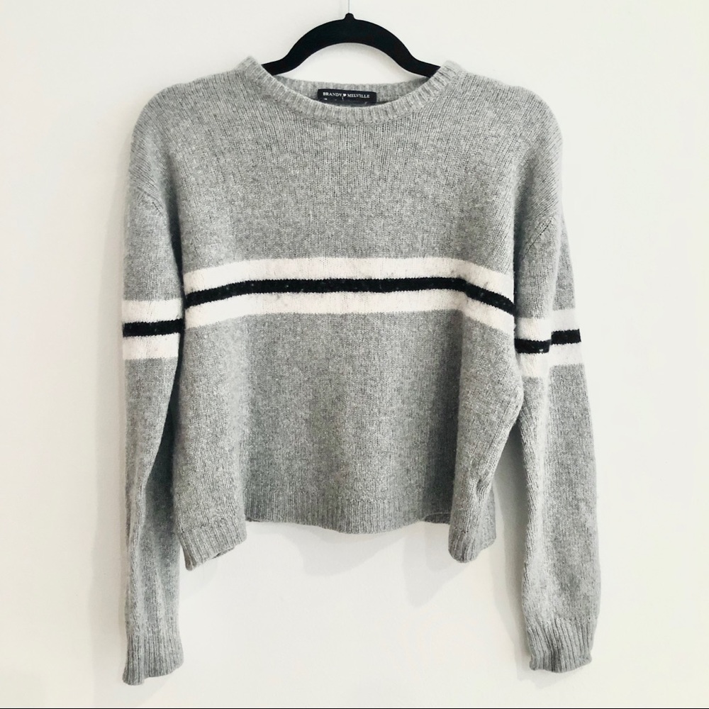 Brandy Melville Bernadette Sweater Gray and White